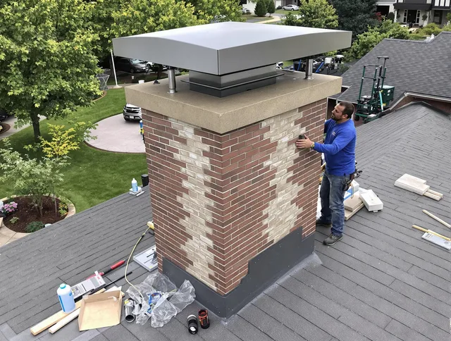 Carson Chimney Sweep team working on a custom chimney remodel in Carson, CA